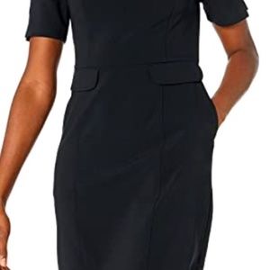 Women's Short Sleeve Bateau Neck Sheath Dress w/Pockets Size 14